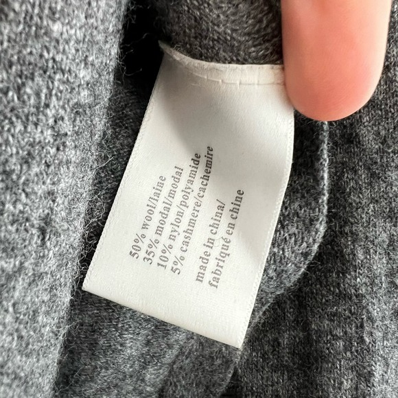 Pam & Gela Gray Destroyed Cashmere Blend Turtleneck Sweater Size S - Picture 7 of 10